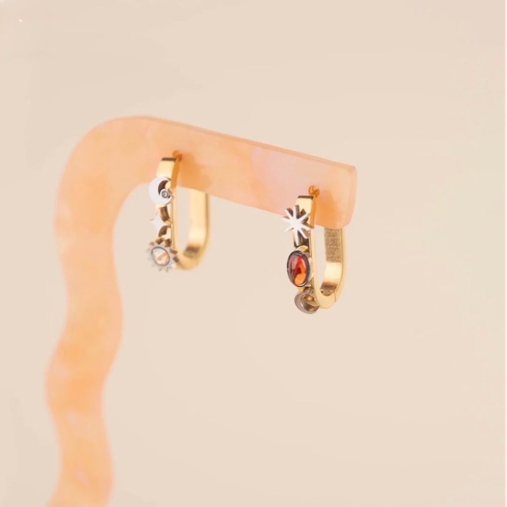 Gold and Silver Celestial Hoop Earrings